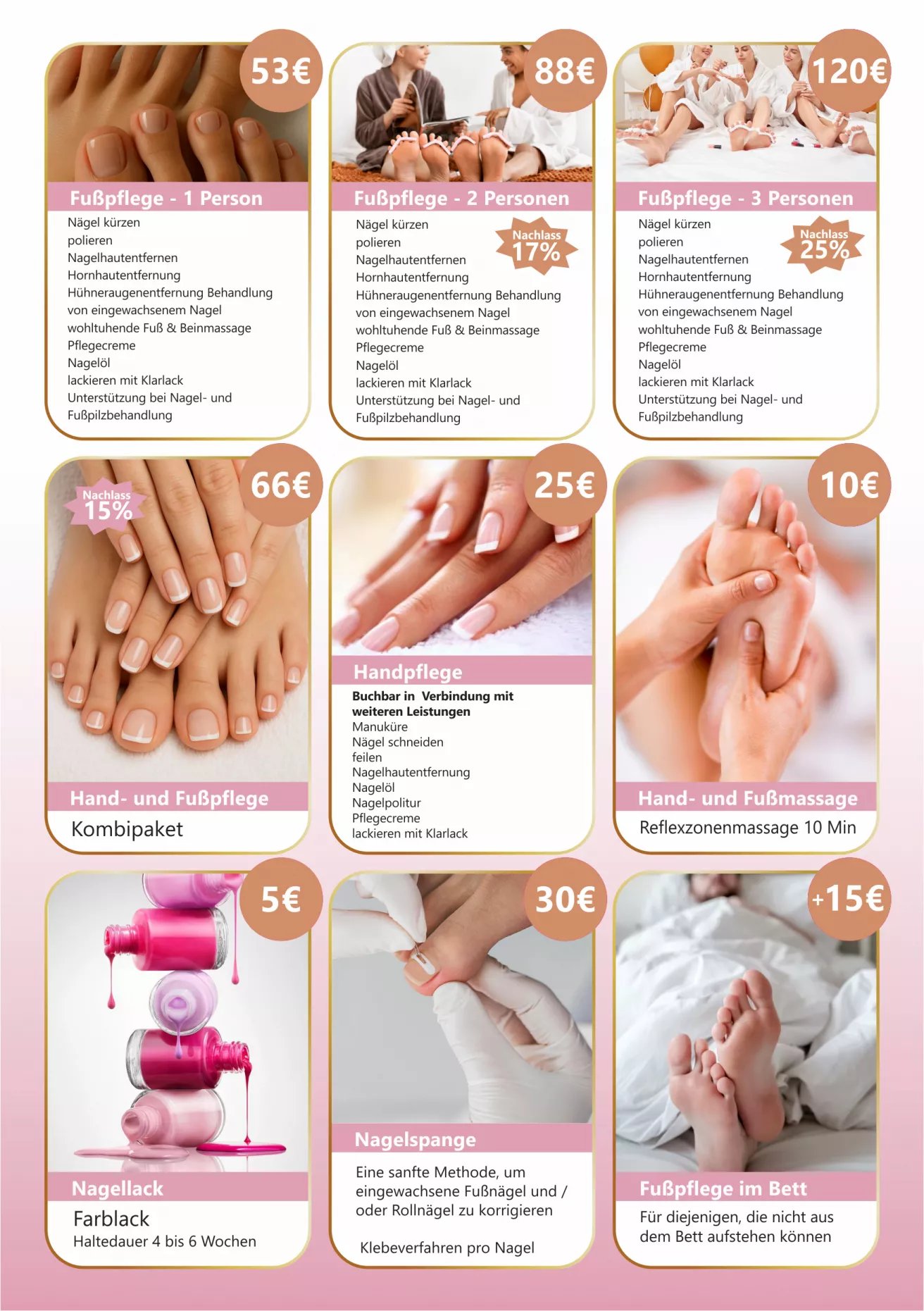 Leistungsangebote Medizinische Fußpflege & Maniküre Irine Kollamana